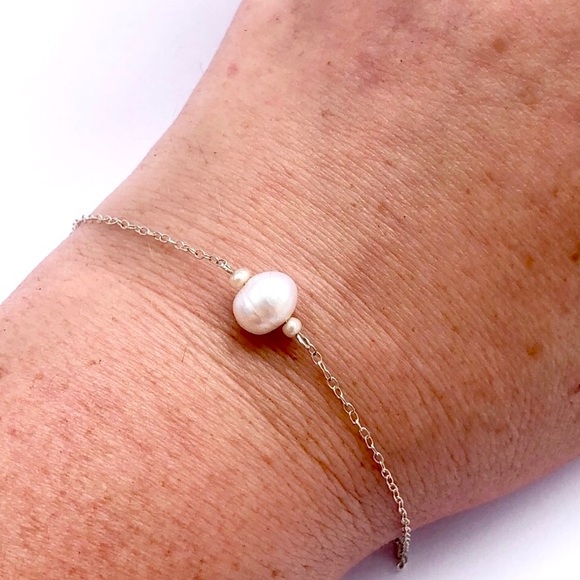 Simply Elegant Silver Designs Jewelry - Dainty Sterling Silver Freshwater Pearl Bracelet